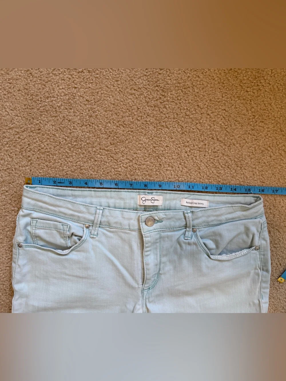 Jessica Simpson Rolled Crop Skinny Women’s Light Mint Green jeans - 12/31 - Picture 4 of 6